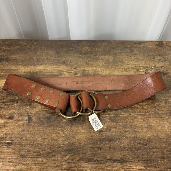 Fossil Accessories - Fossil Brown Genuine Leather Fold-over Belt Triple Ring Buckle Size M Boho